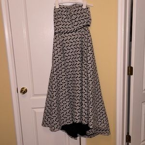 Strapless black and white floral dress